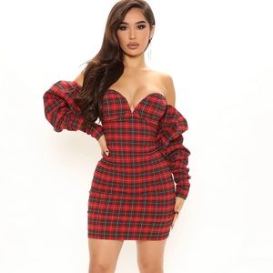 Hello Miss Plaid Mini Dress - Red/combo